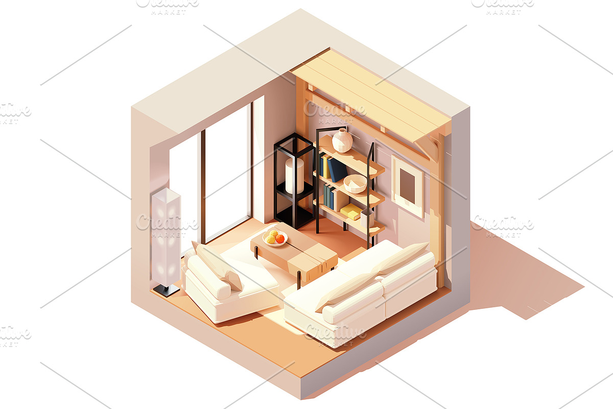 Vector isometric rooms, a Decorative Illustration by tele52 (Photo 18 of 23)