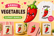 Kawaii Vegetables Clipart PNG Bundle, a Food Illustration by QM_ART (Thumbnail 3 of 4)