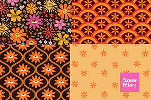 Groovy Flowers Seamless Patterns