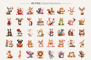 Ugly Cute Valentine Animal Clipart, an Animal Illustration by Artnoy (Thumbnail 2 of 8)