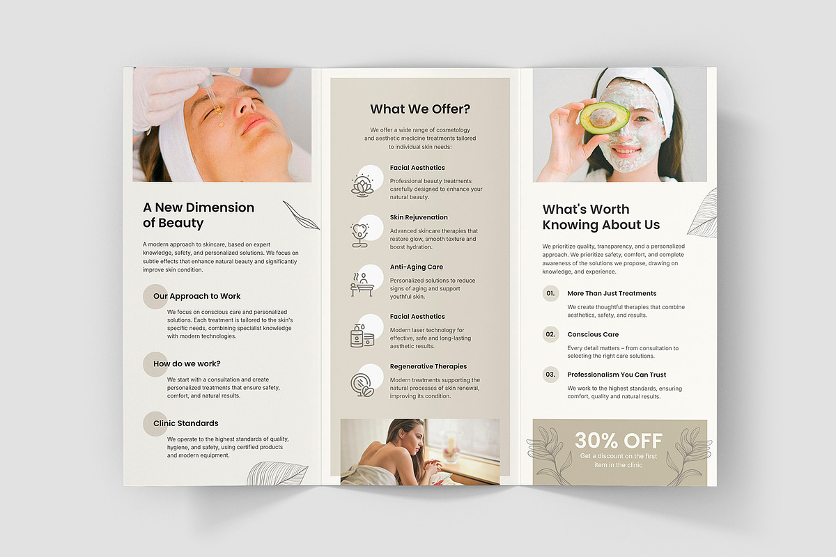 Beauty Clinic Brochure Trifold Canva, a Brochure Template by artbart (Photo 4 of 9)