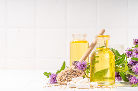 Milk Thistle supplies, powder and oil, a Health & Medical Photo by Rimma