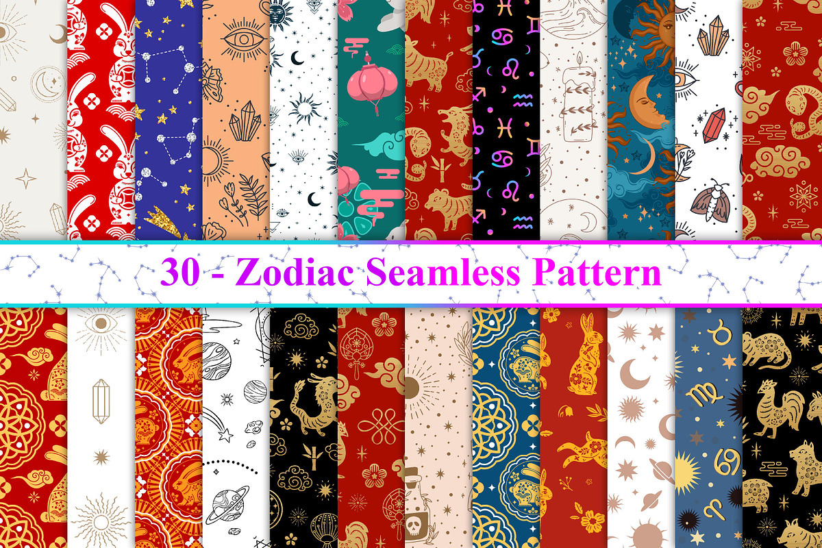 Zodiac Seamless Pattern, a Pattern Graphic by Digital Studio (Photo 1 of 5)