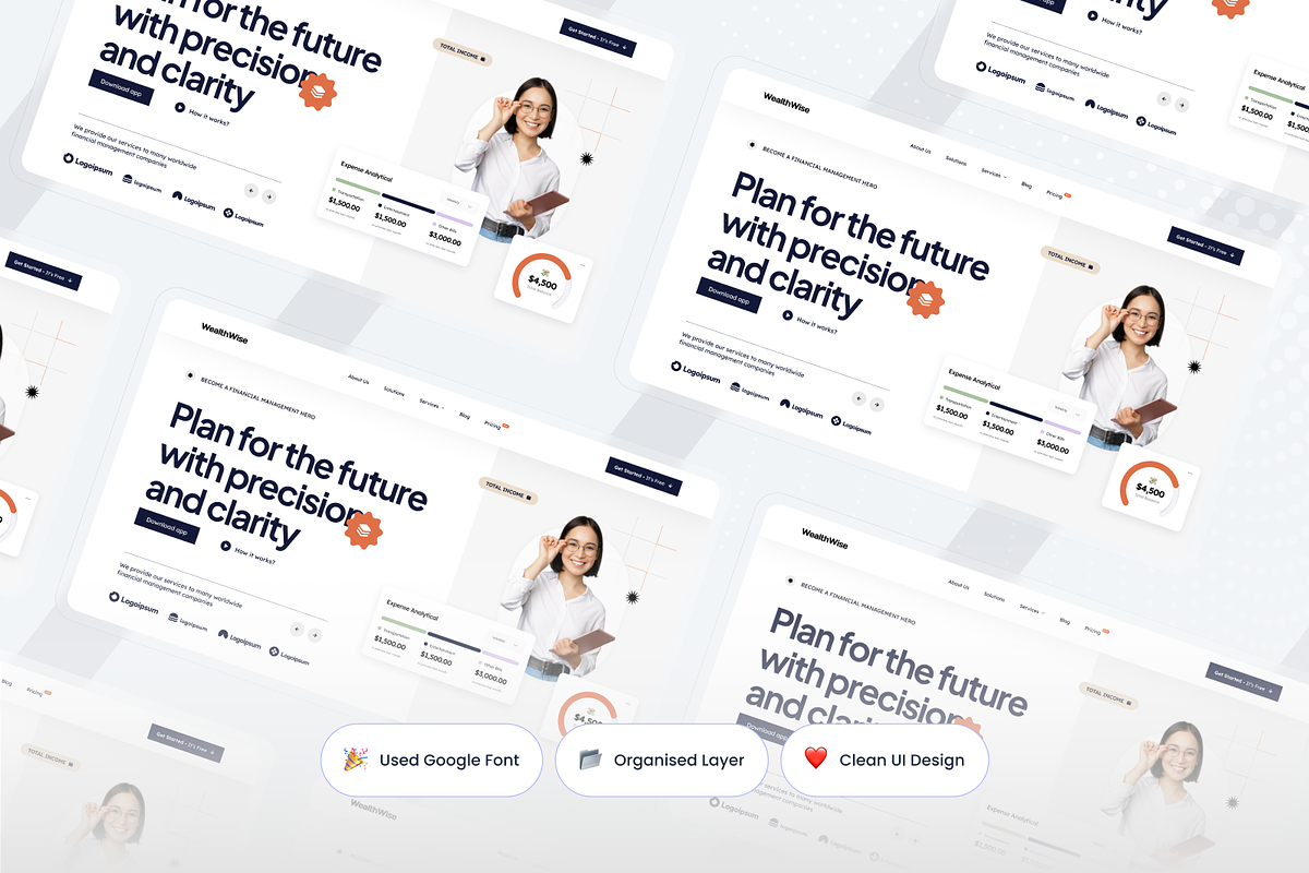 Financial Management Hero Header, an UI Kit Template by SquidPixey (Photo 3 of 3)