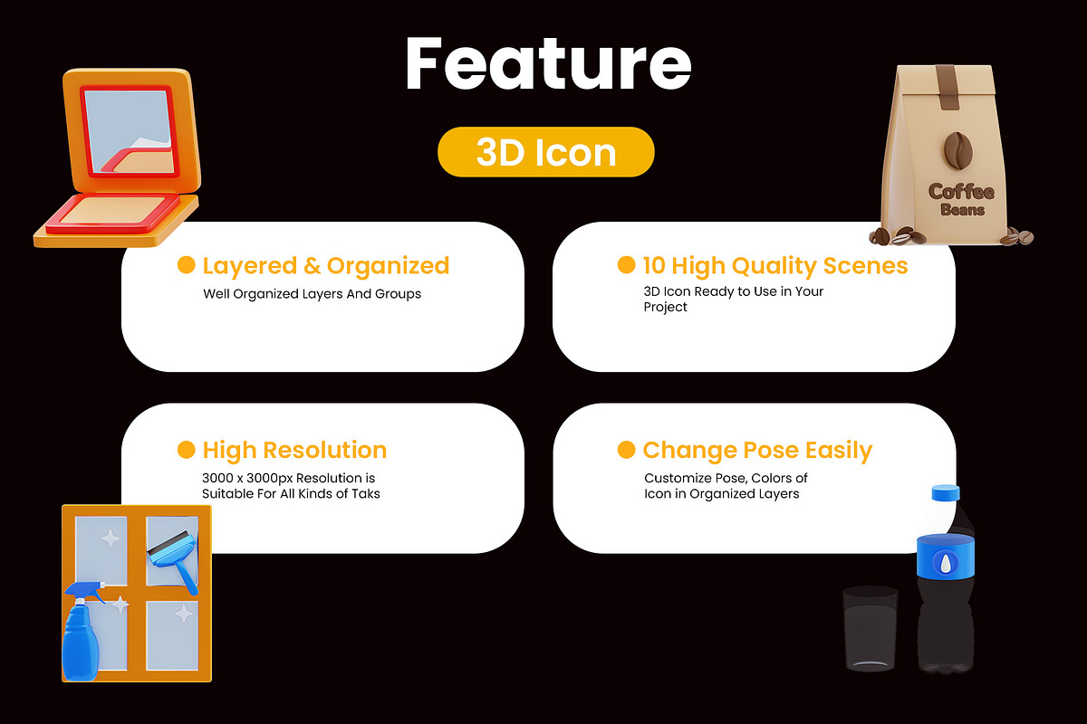 Product Packaging 3D Icon Pack, a Food & Drink 3D Model by novia99design (Photo 2 of 6)