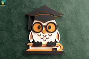 Graduation Owl 3D Layered Cut File, an Animal Illustration by pixaroma (Thumbnail 2 of 8)