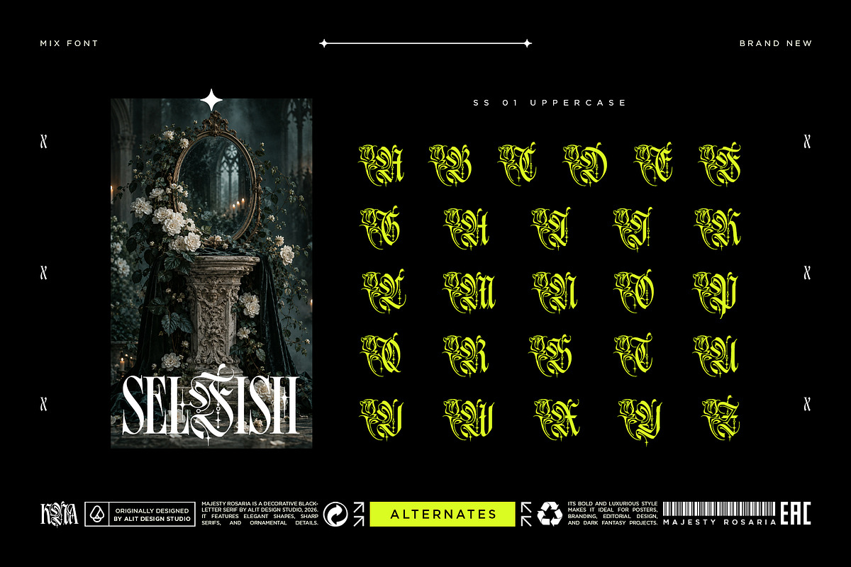 Majesty Rosaria Typeface, a Blackletter Font by alit design (Photo 17 of 20)