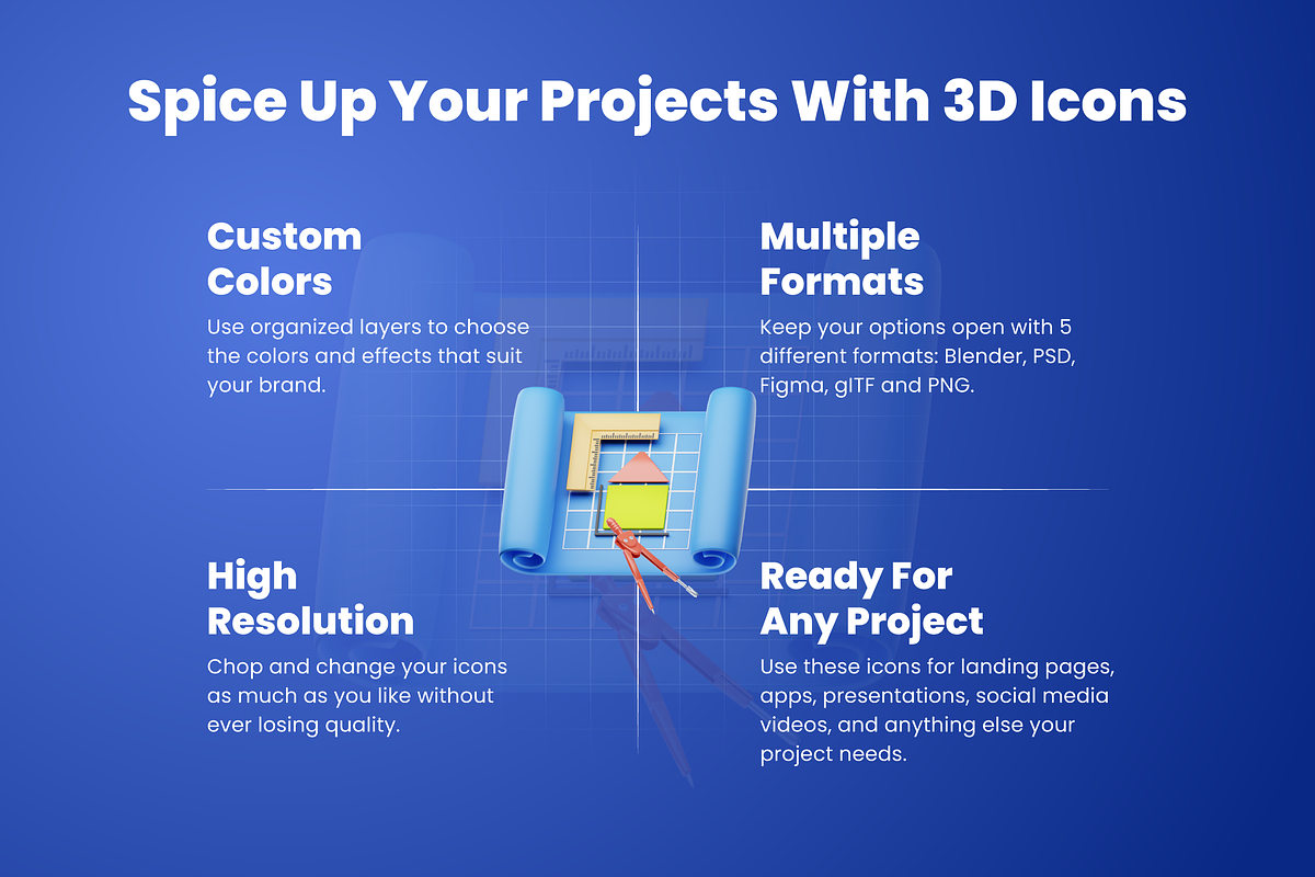 3D Architecture Icons Illustration, an Architecture 3D Model by Flat Icons (Photo 8 of 8)