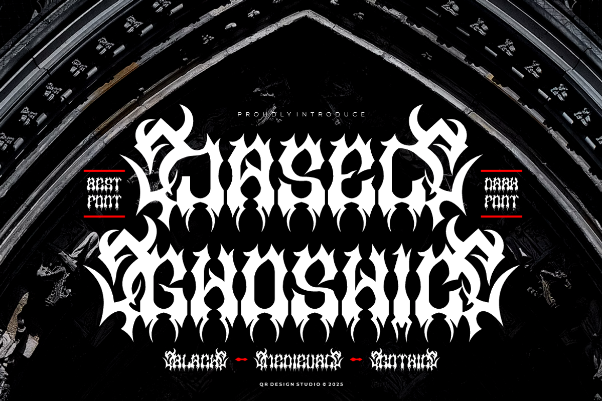 Jasel Ghoshic - Blackletter Font, a Blackletter Font by QR Design Studio (Photo 1 of 8)