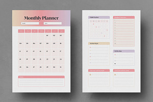 Elegant Monthly Planner Template, a Stationery Template by MightyDesign