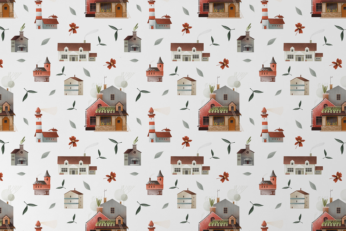 Cute house, sticker pack, a Texture Illustration by Izobova (Photo 6 of 10)