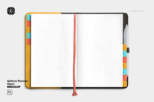 Saffron Planner Mockup Open, a Product Mockup by Custom Scene