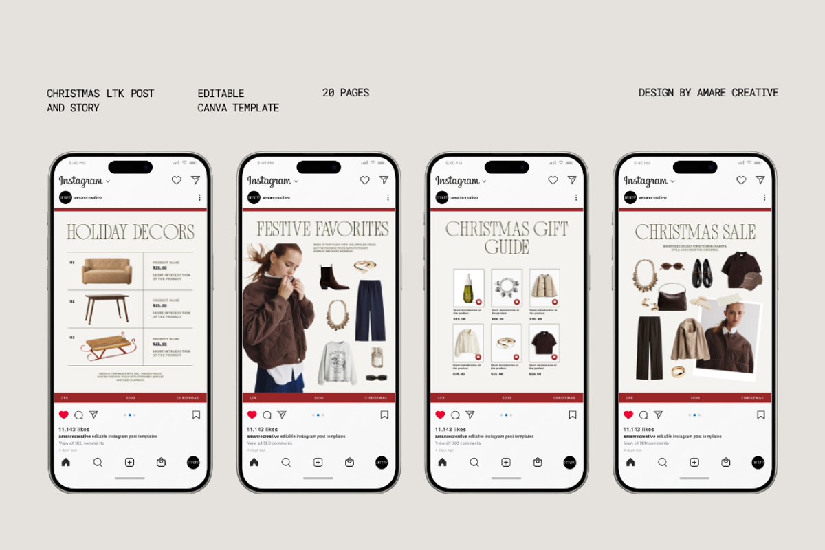 40 Christmas LTK & Instagram Canva, a Social Media Template by Amaré Creative (Photo 11 of 12)