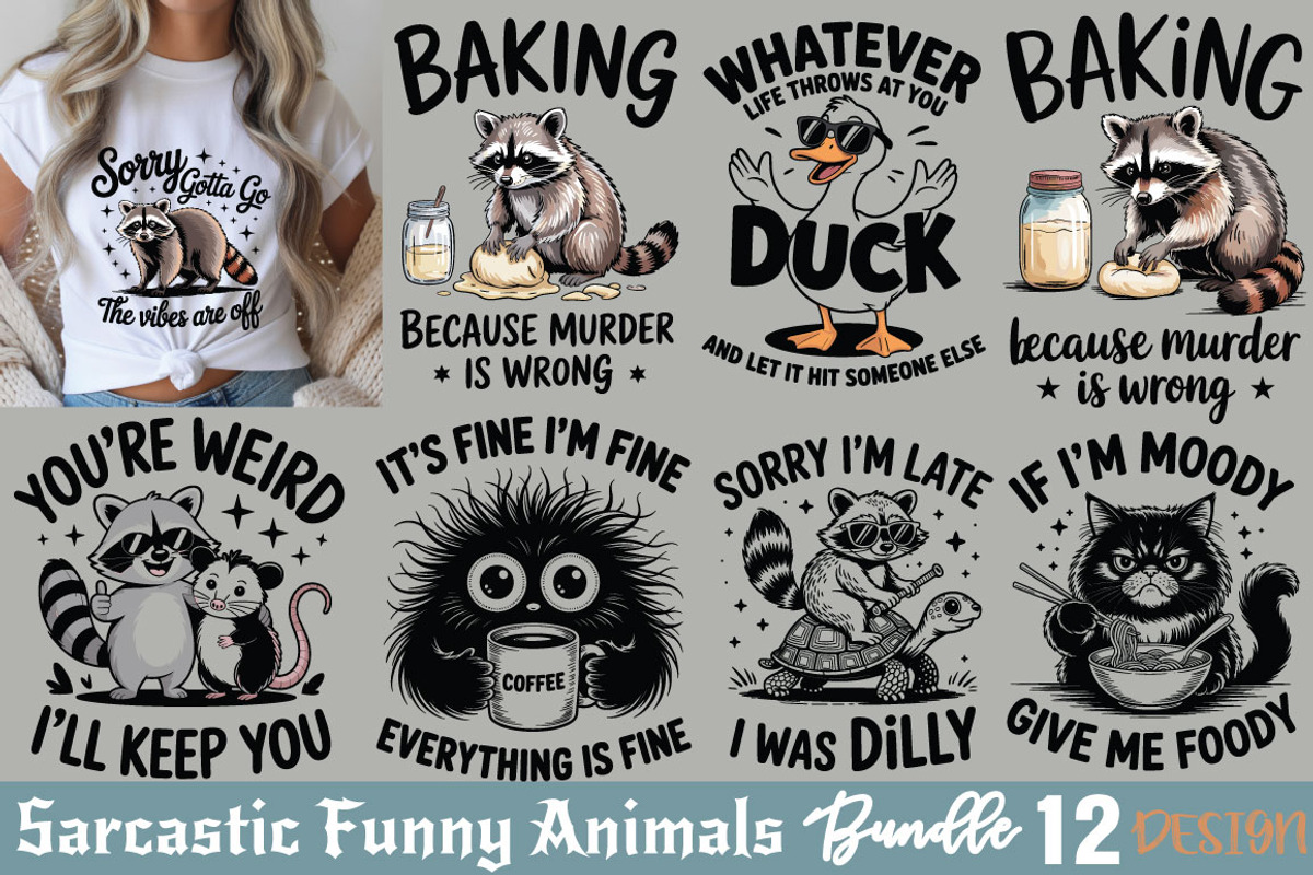 Sarcastic Funny Animals Bundle, an Object Graphic by DollarSmart