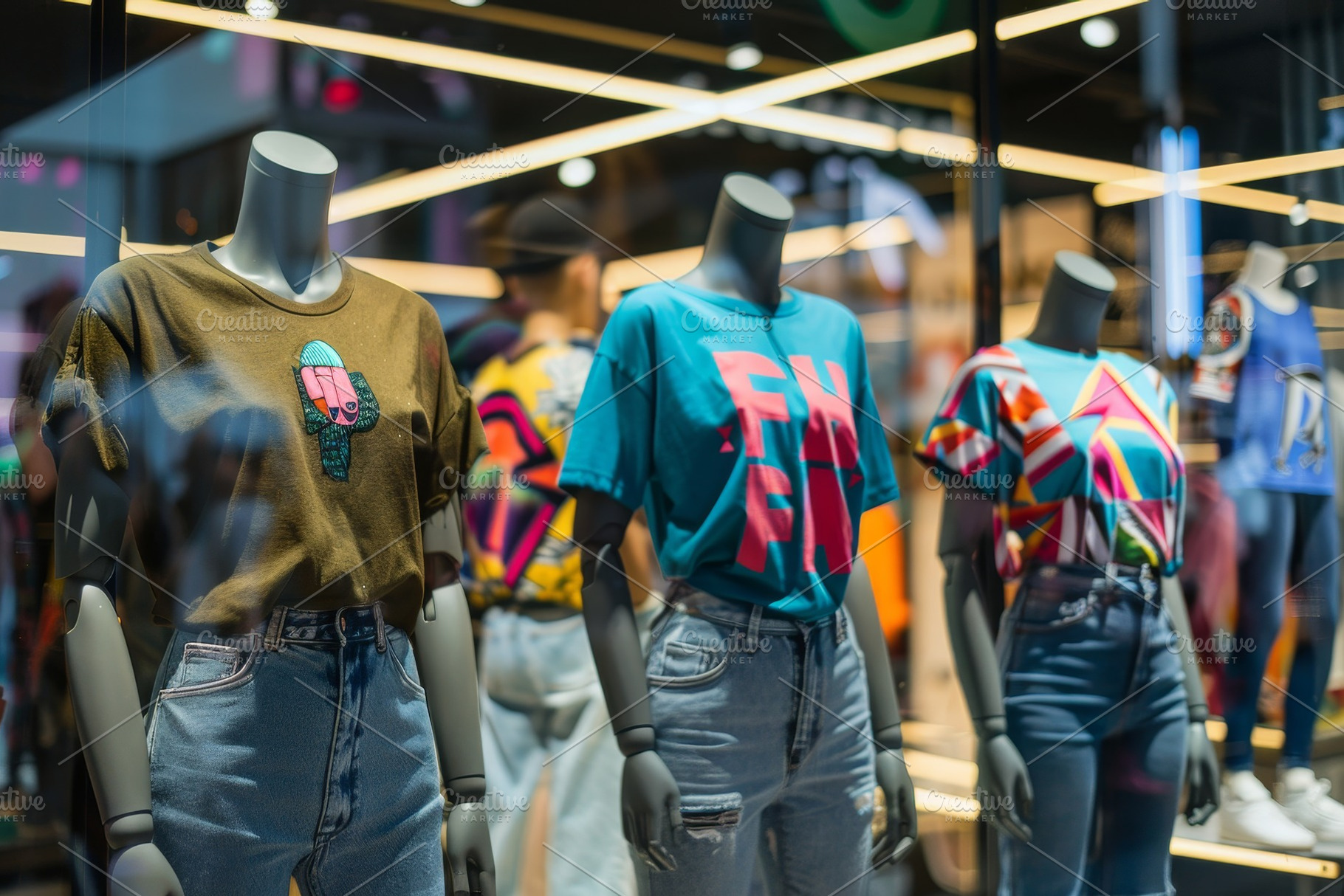 A row of mannequins dressed in trend, a Photo by Iftikhar Alam