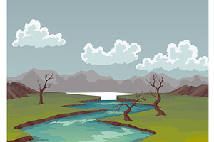 Pollution earth. Landscape, an Object Illustration by Things for designers