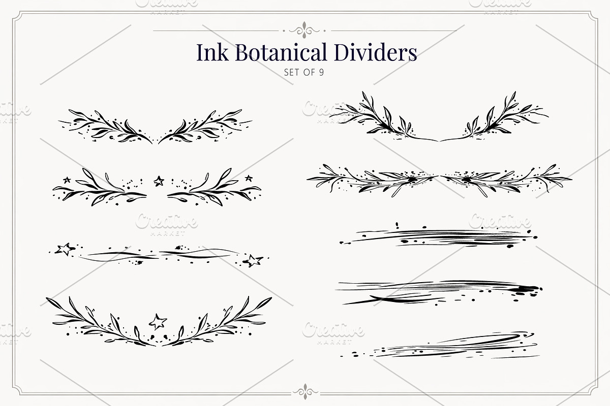 Ink Botanical Elements Vector Set, an Object Graphic by Christine Krahl (Photo 8 of 12)