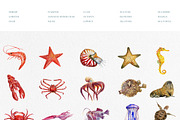 Watercolor sea creatures, an Illustration by Onceli*art (Thumbnail 3 of 8)