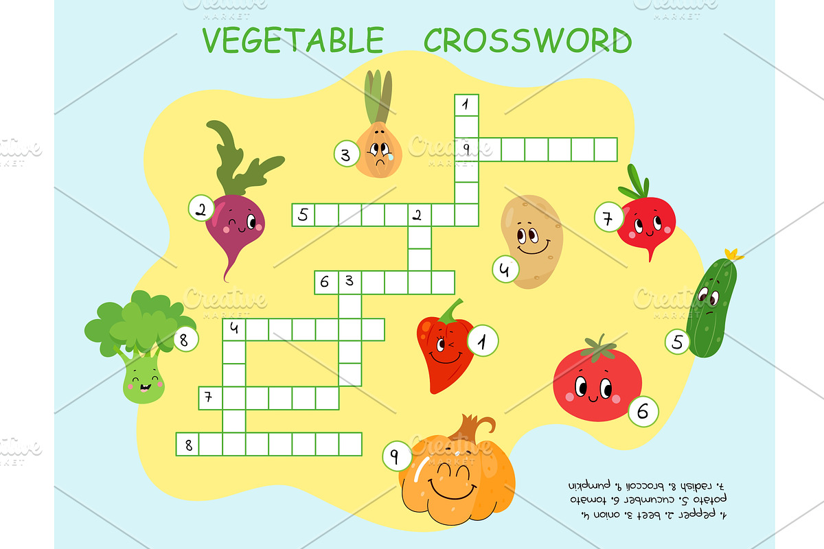Vegetable kids crossword, an Education Illustration by Valerie Bodnar