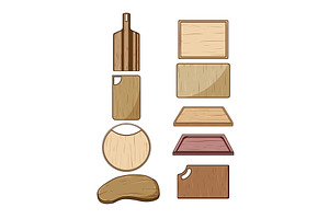 wooden cutting board set cartoon, an Object Illustration by pikepicture