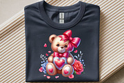Watercolor Valentines Teddy Bear PNG, an Illustration by SinaCreation (Thumbnail 6 of 11)