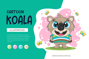 Cute cartoon koala. Tshirt, PNG., an Animal Illustration by KENO Mascots