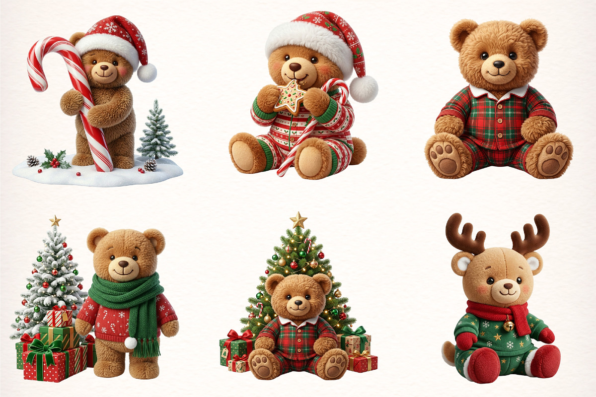 Christmas Teddy Bear Clipart, a Transportation Illustration by Digital Artistic99 (Photo 3 of 9)