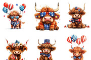 Patriotic Highland Cow Clipart, an Animal Illustration by Design Scotch (Thumbnail 3 of 7)