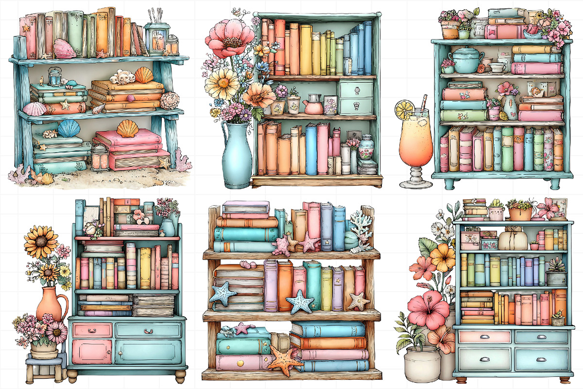 Summer Bookshelf Clipart, an Illustration by Daily.Designs (Photo 6 of 8)