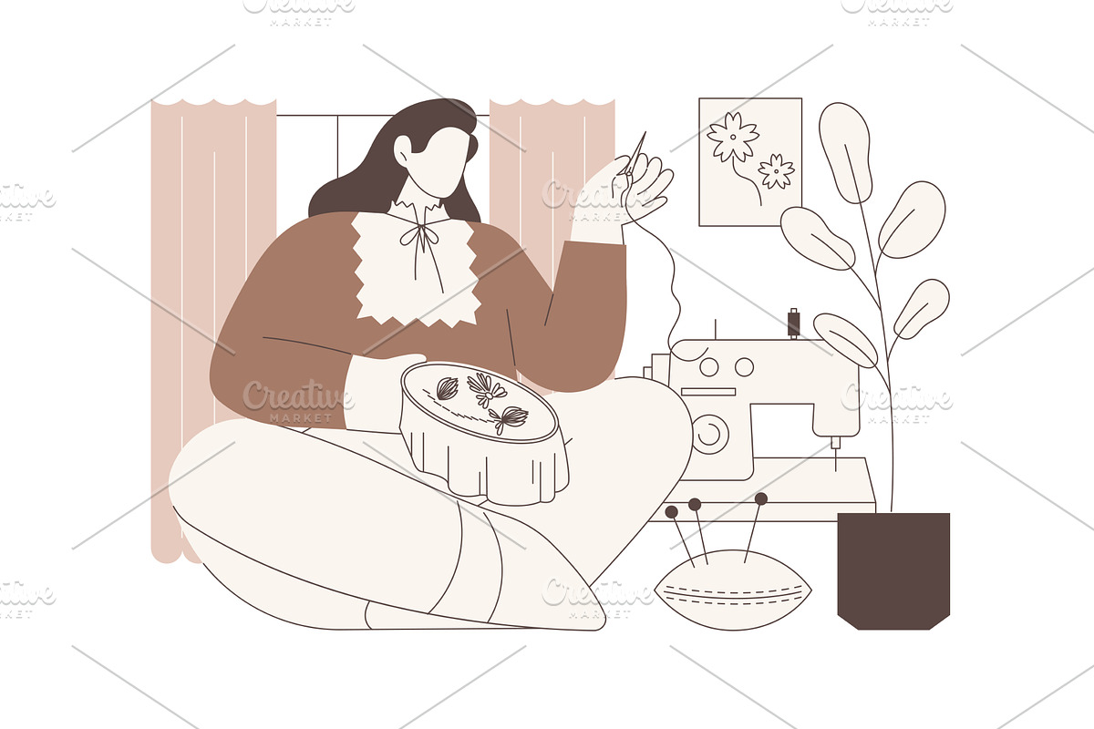 Handmade embroidery isolated cartoon, a Finance Illustration by Visual Generation