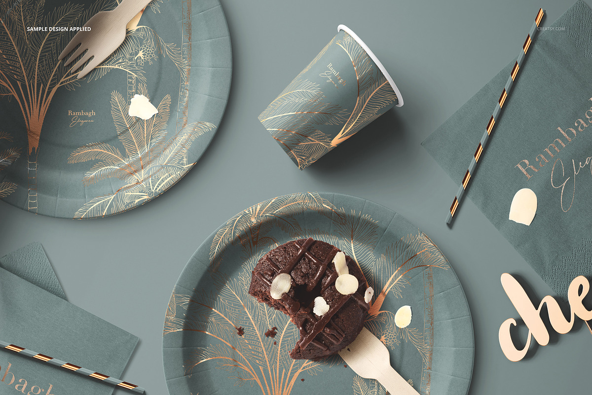 Paper Tableware Set Mockup, a Merchandise Mockup by creatsy5 (Photo 3 of 5)