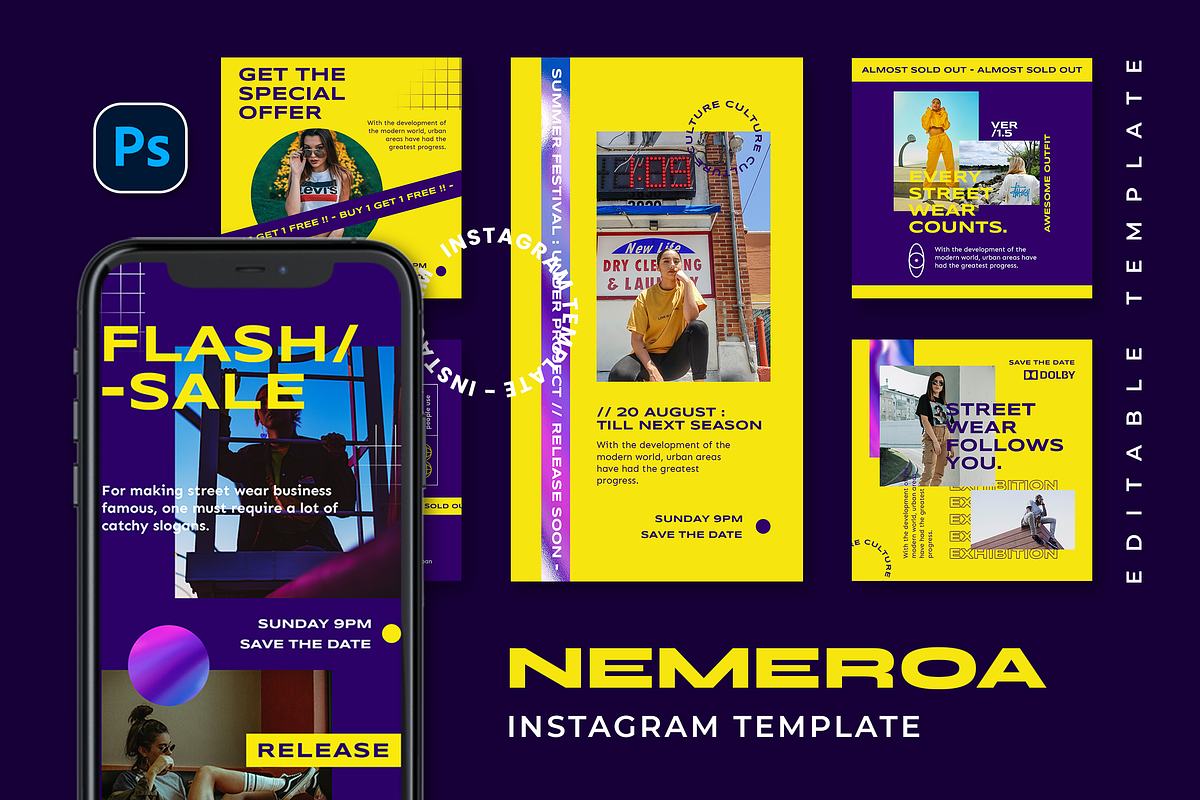 Nemeroa Instagram Template, a Social Media Template by Creatchees.std (Photo 1 of 5)