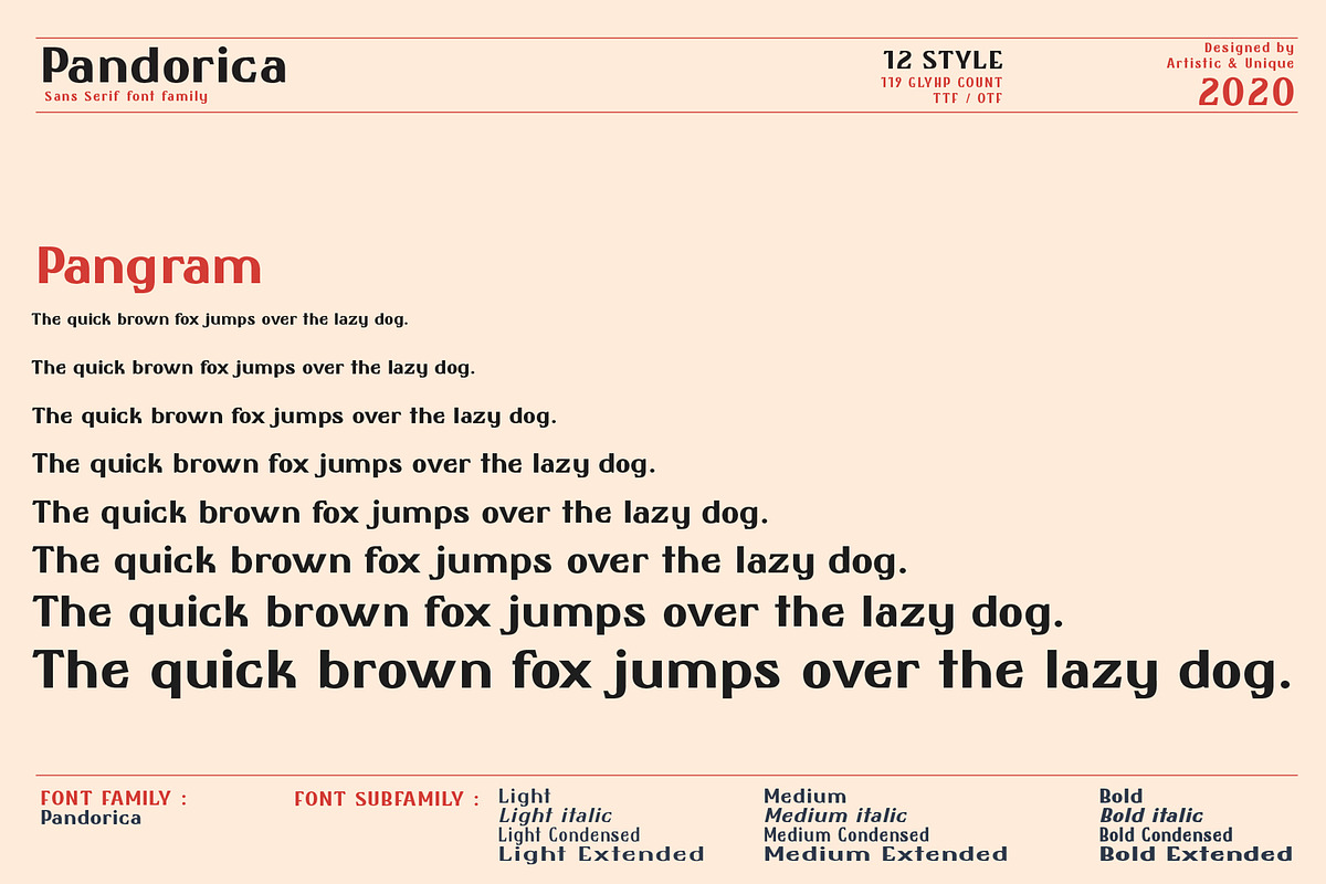 Pandorica-Sans serif font family, a Sans Serif Font by Artistic & Unique (Photo 10 of 11)