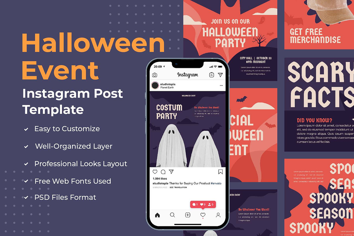 Halloween Events Instagram Template, a Social Media Template by edukka