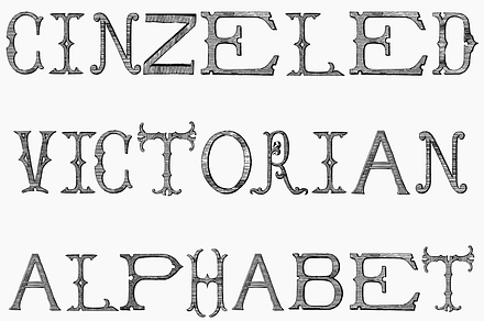 Cinzeled Victorian Alphabet, a Serif Font by Intellecta Design