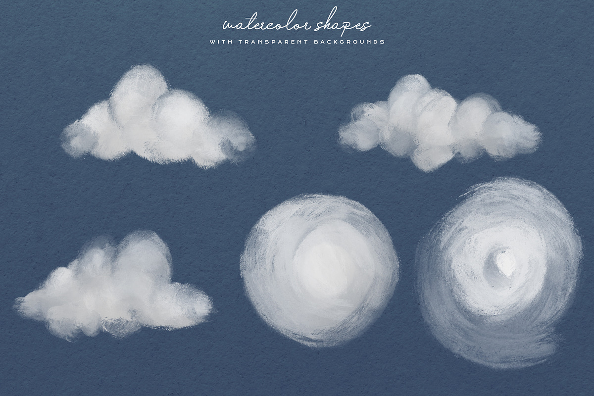 Winter Clouds - 10 Watercolor Shapes, a Texture Graphic by Rabbit Heart (Photo 2 of 8)