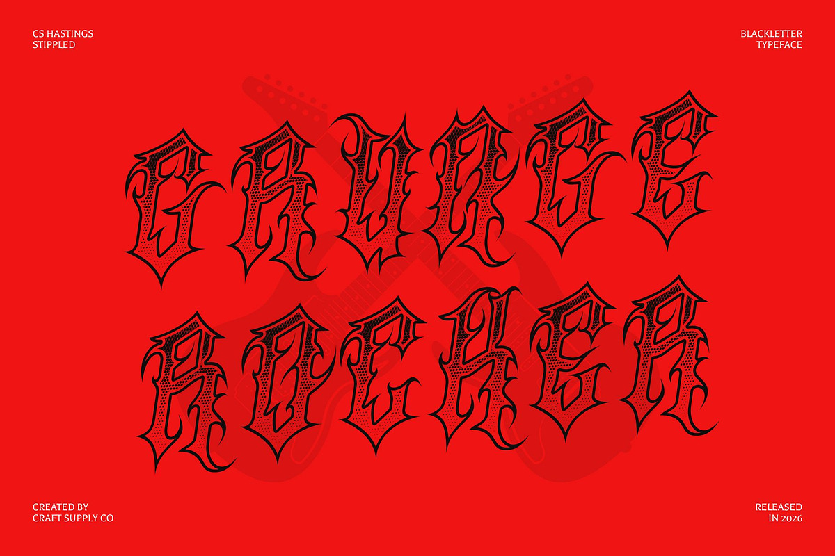 CS Hastings Stippled, a Blackletter Font by Craft Supply Co. (Photo 2 of 8)