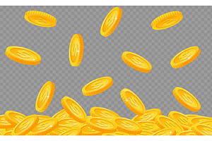 Mountain of gold coins falling from, a Finance Illustration by Vectorbuum