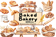 Baked Bakery Collection Clipart, a Food Illustration by Watercolor Digital (Thumbnail 1 of 9)