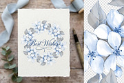 Blue Floral Patterns & Wreath Set, a Decorative Illustration by Gribanessa (Thumbnail 2 of 4)