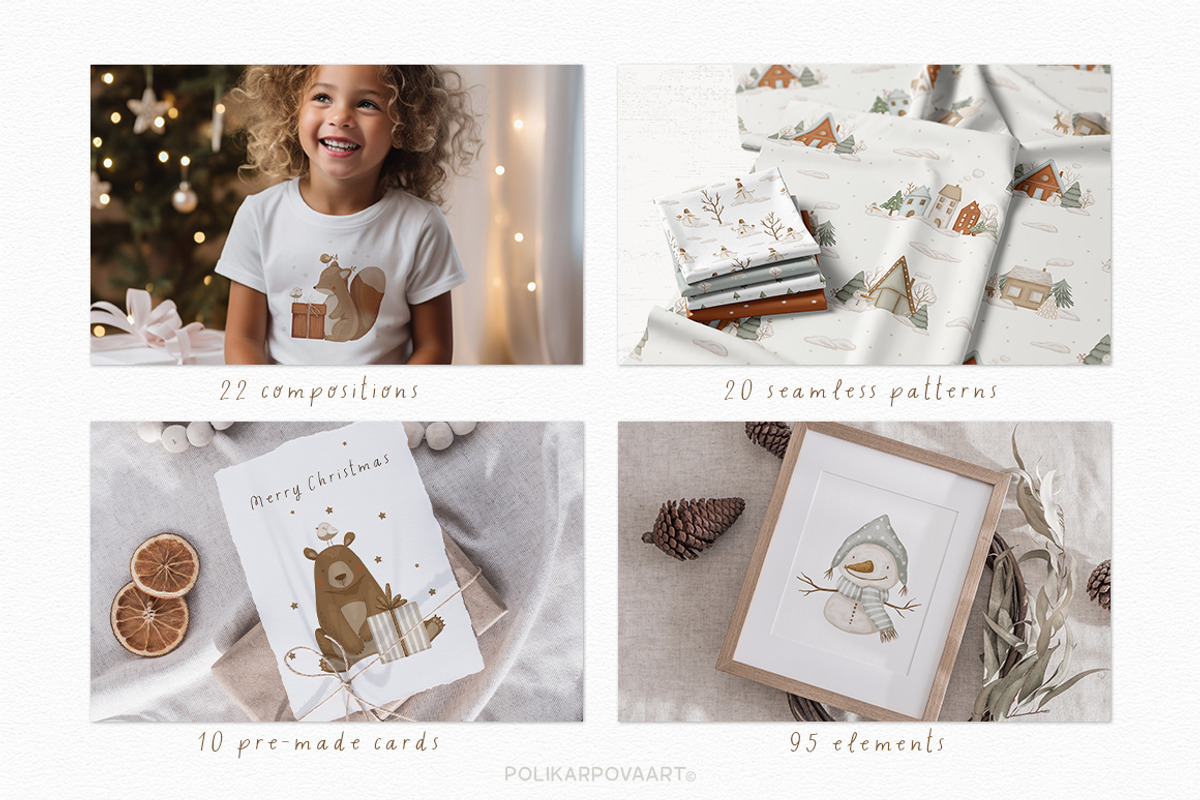 Christmas Time kids illustrations, an Animal Illustration by polikarpovaart (Photo 2 of 11)