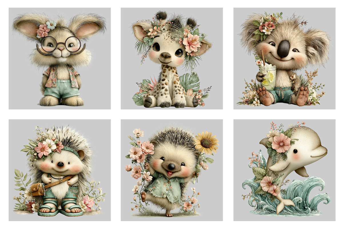 Whimsical Summer Animals Clipart, an Illustration by Black Bird Studio (Photo 5 of 5)