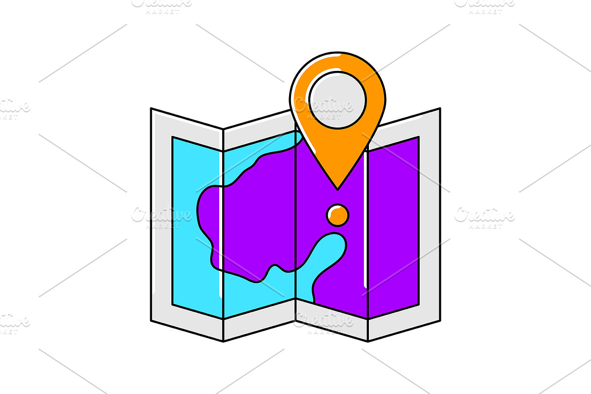 Map with marker icon., a Transportation Illustration by incomible
