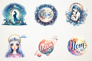Celestial Mothers Day Watercolor PNG, a Seasonal Illustration by RobertsArt (Thumbnail 3 of 5)