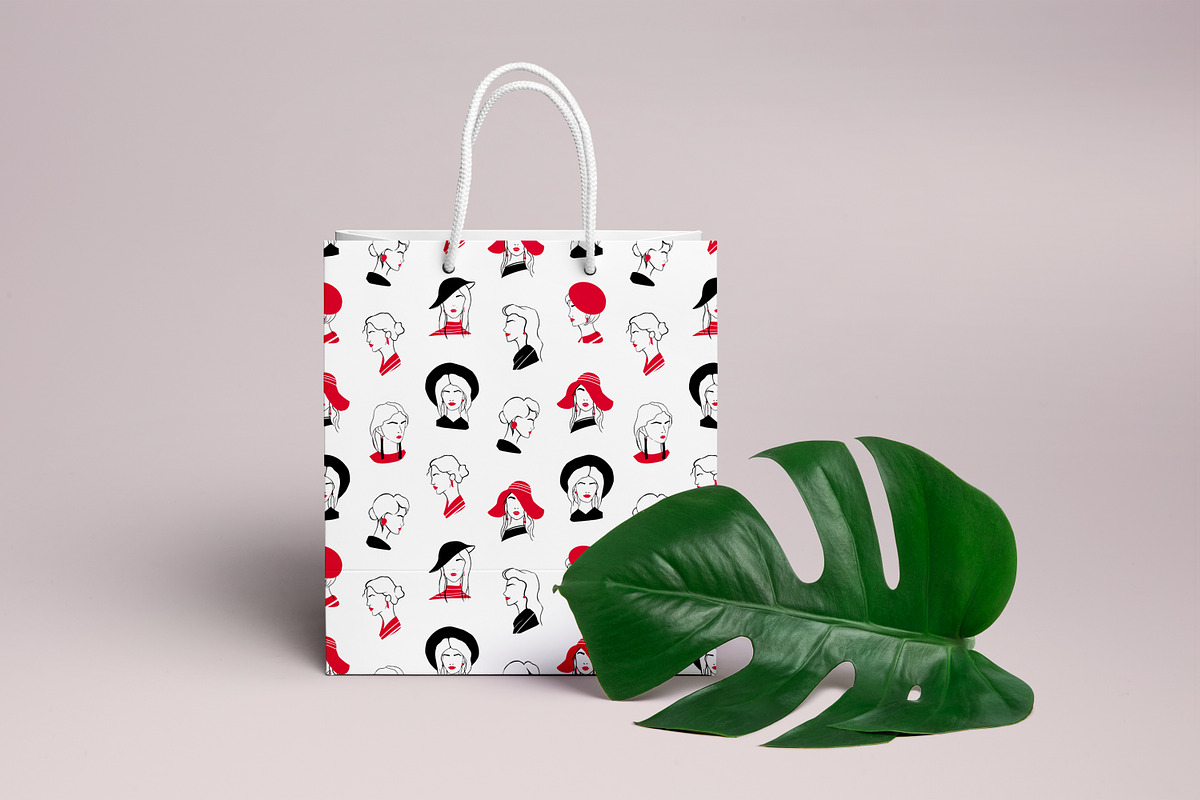 Stylish lady portrait set + pattern, a Person Illustration by Good Studio (Photo 5 of 6)
