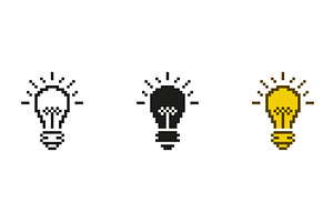 Lightbulb Pixelated Icon Set, an Object Illustration by Gentle Studio