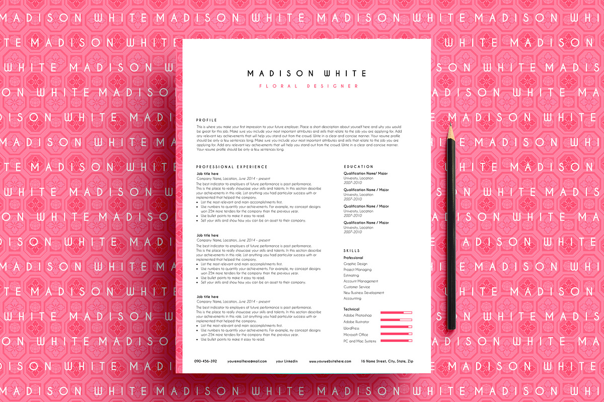 resume template ms word, a Resume Template by PinkJellyfish (Photo 3 of 6)