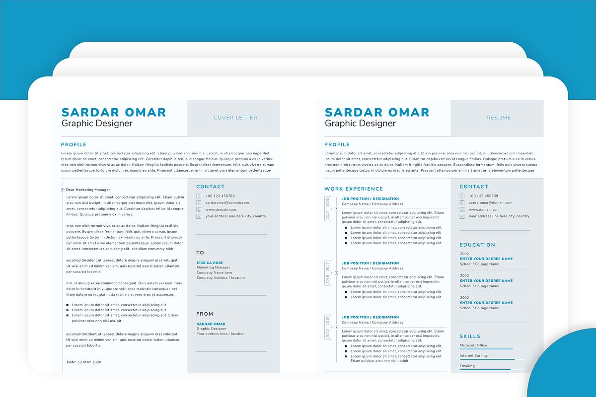Minimal Design CV Template, a Resume Template by infobrother.com