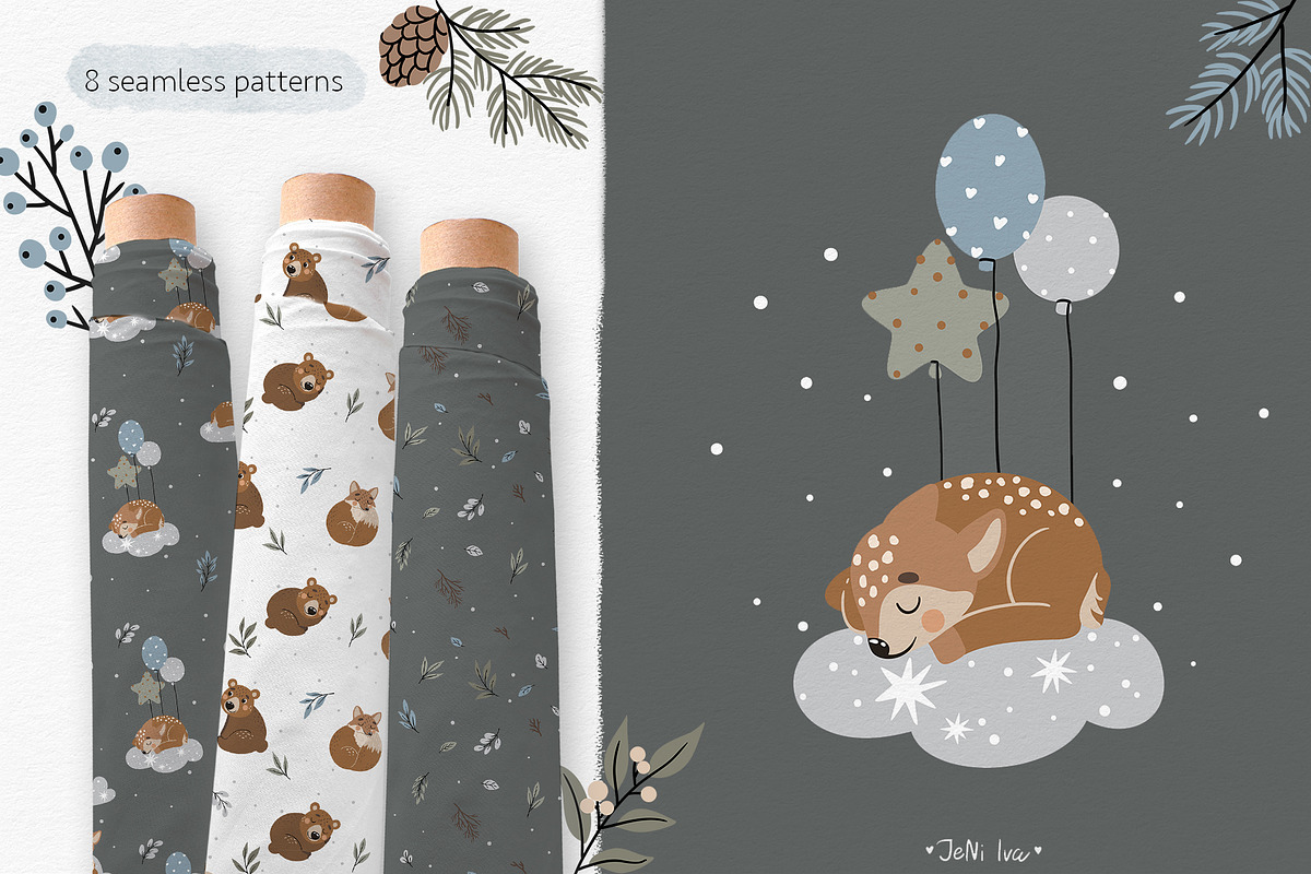 Cozy Woodland Animals Clipart, a Texture Illustration by Jenny Quince (Photo 2 of 13)