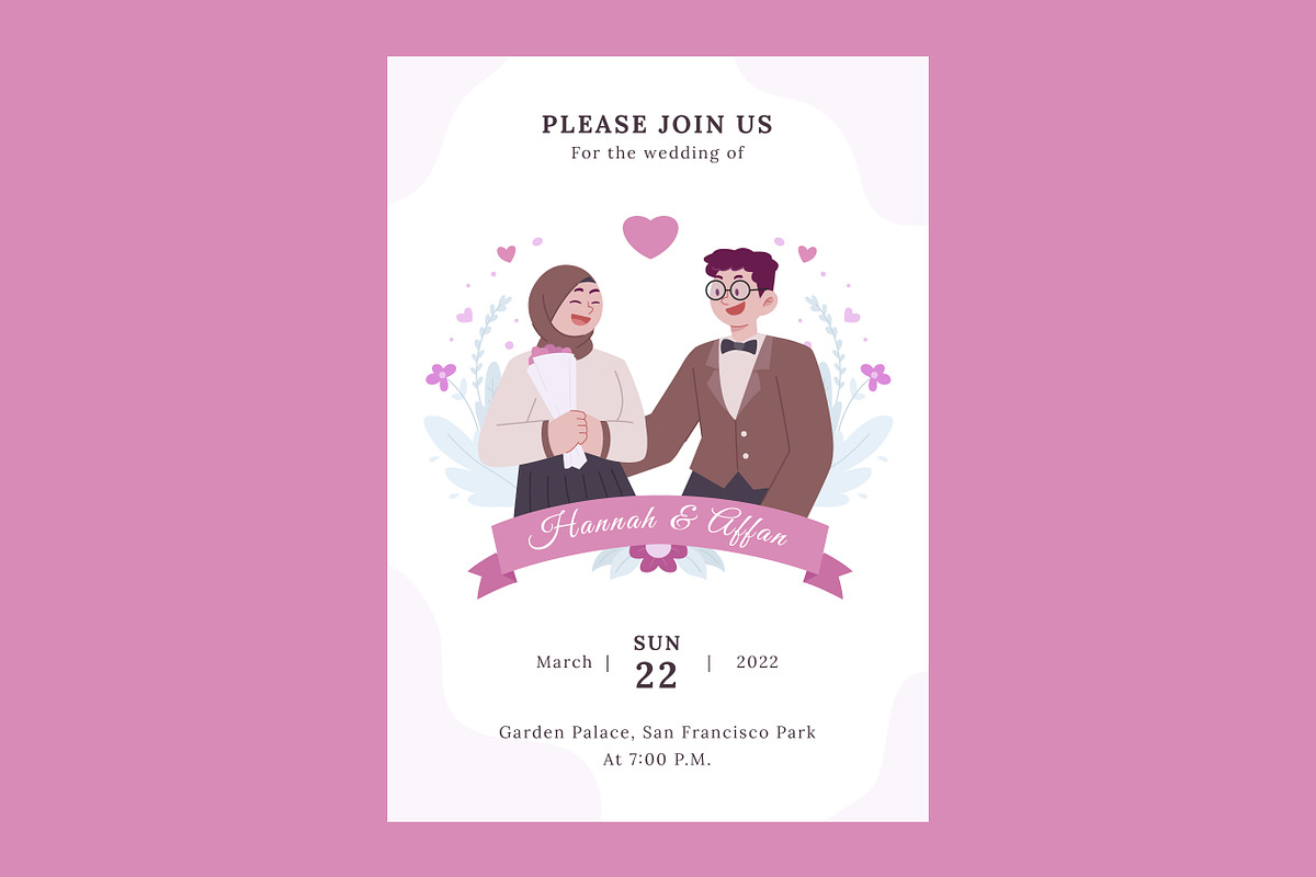 Cartoon Wedding Card Invitation, a Flyer Template by Vesvocrea (Photo 2 of 7)